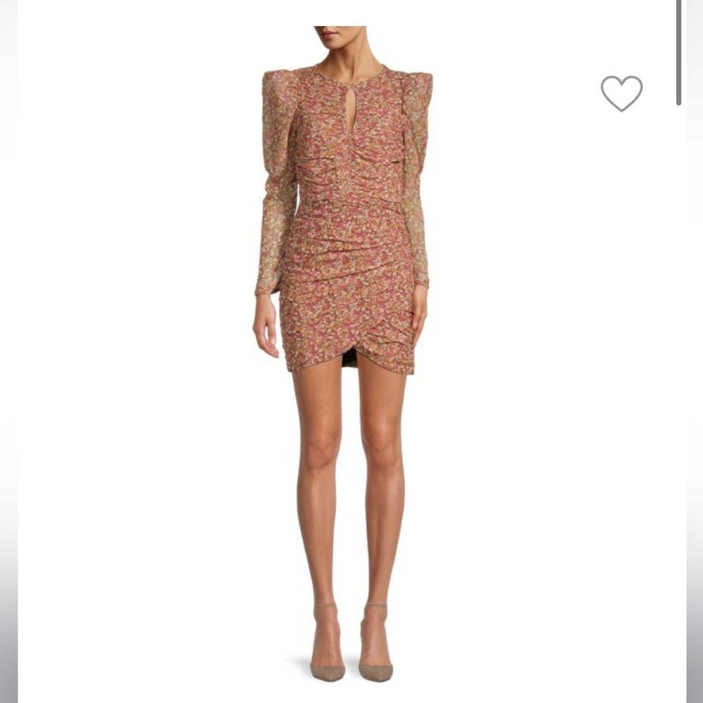 Bardot Ditsy Floral Mini Dress Ruched Slim